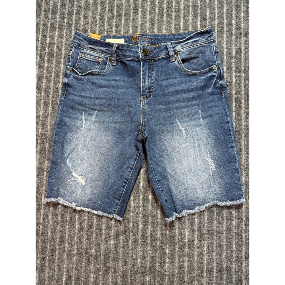 KUT from the Kloth Barb Bermuda Shorts Womens 8 Raw Hem Distressed Beach Frayed